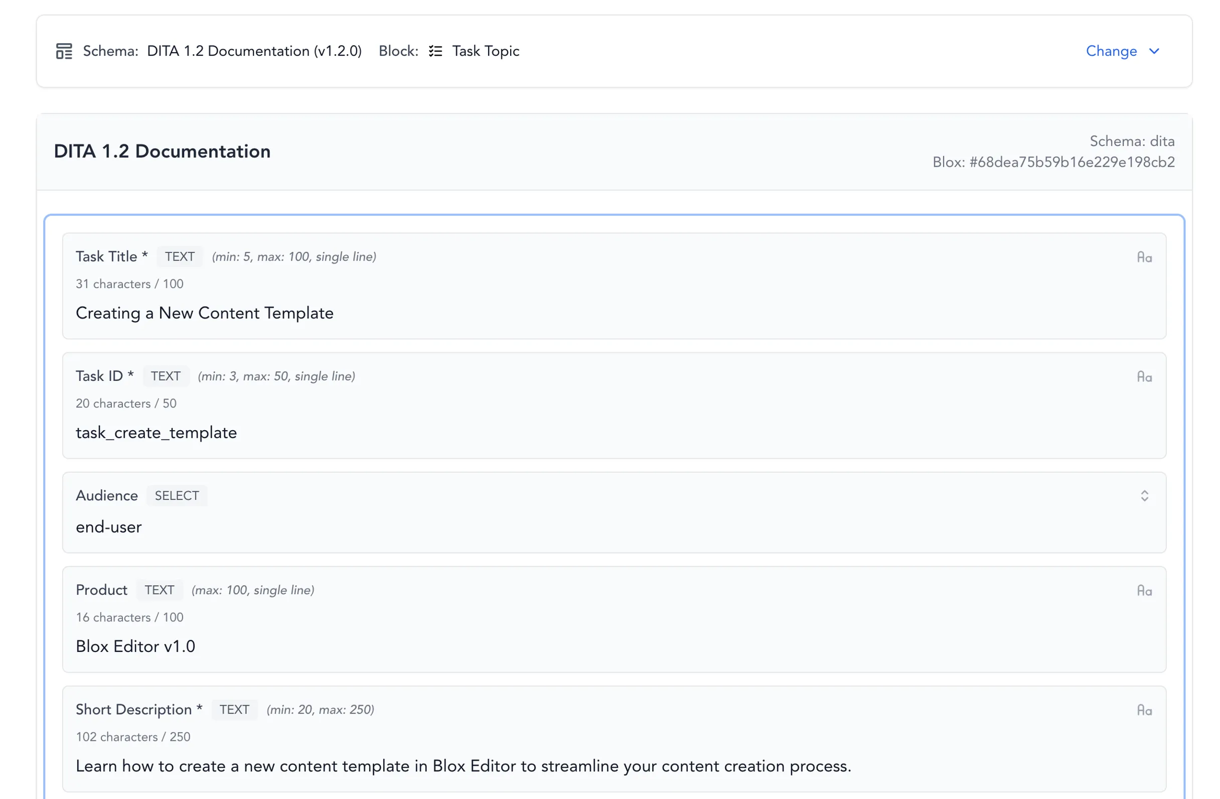 BloxWeaver content pipeline interface showing composable workflow editing